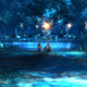 Image of Final Fantasy X characters, Tidus and Yuna, sitting next to each other in front of a large lake.